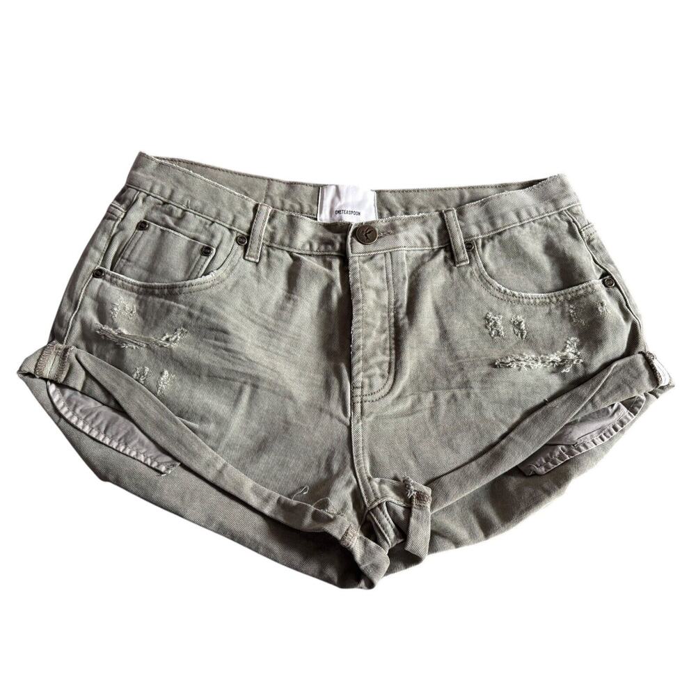 One Teaspoon‎ Women's Super Khaki Bandits Low Waist Denim Shorts Size 34 NEW
